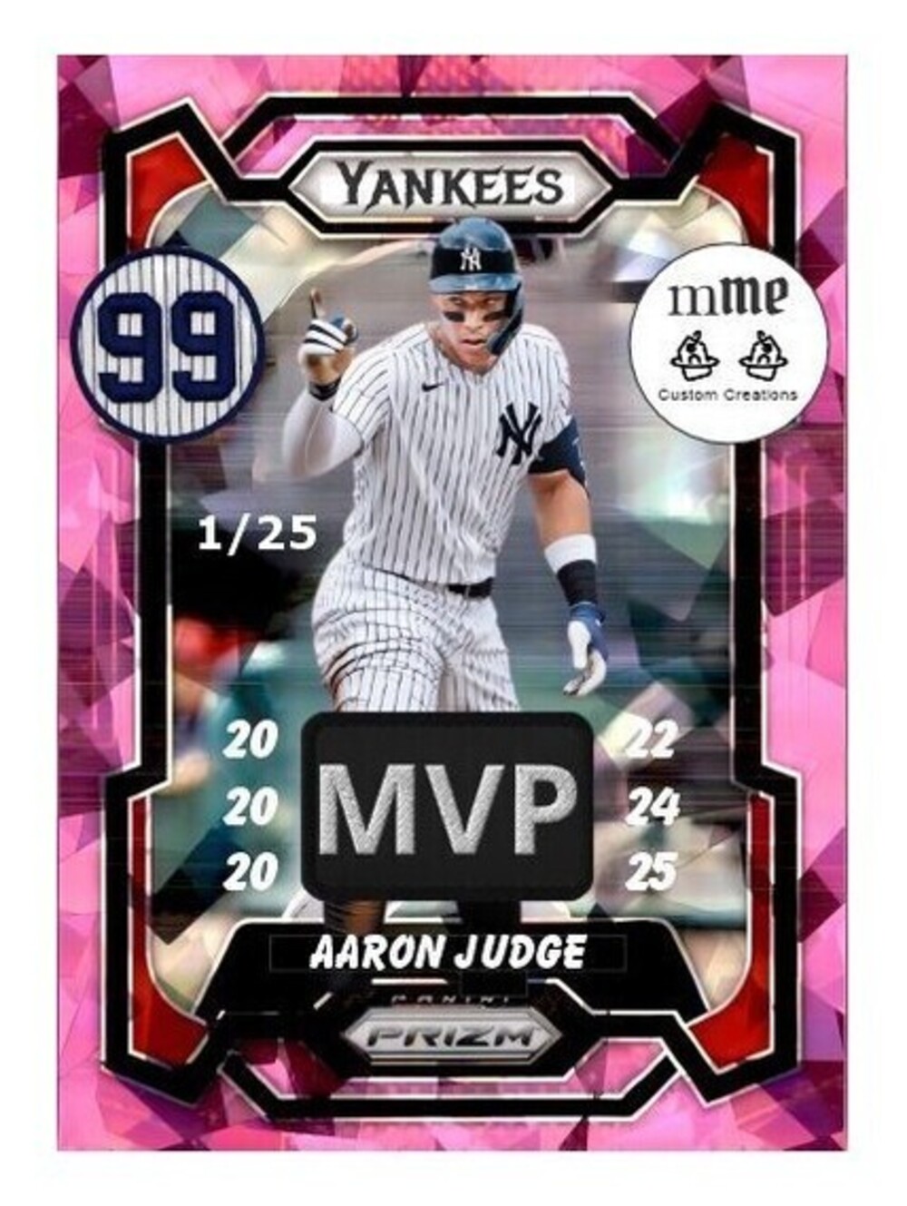 4601 Aaron Judge 1/25 Custom Designed Pink Ice 8x10 Glossy Print Lim Ed to 25